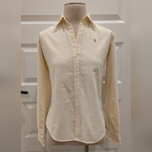 Ralph Lauren Yellow and White Striped Oxford Cloth Button Down